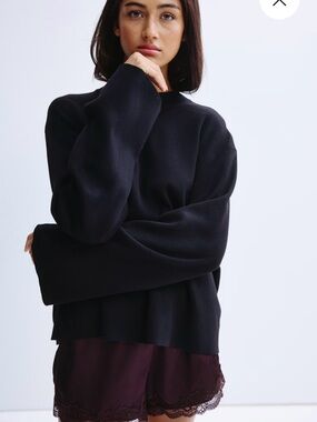 Women’s Black HM Mock Neck Oversized Sweater